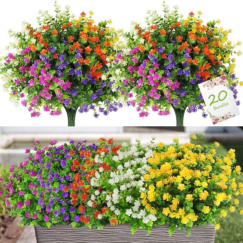 Flower Girl Basket - 3/6 pçs planta artificial flor eucalipto