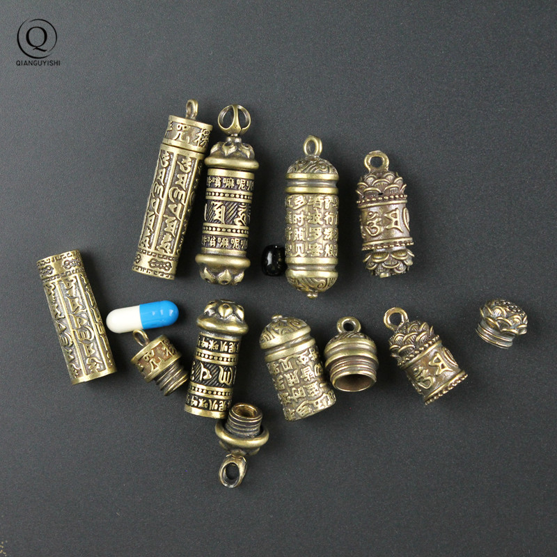 Wedding Sutra - Latão Cilindro Pendant Keychain, Colar Pendurado,