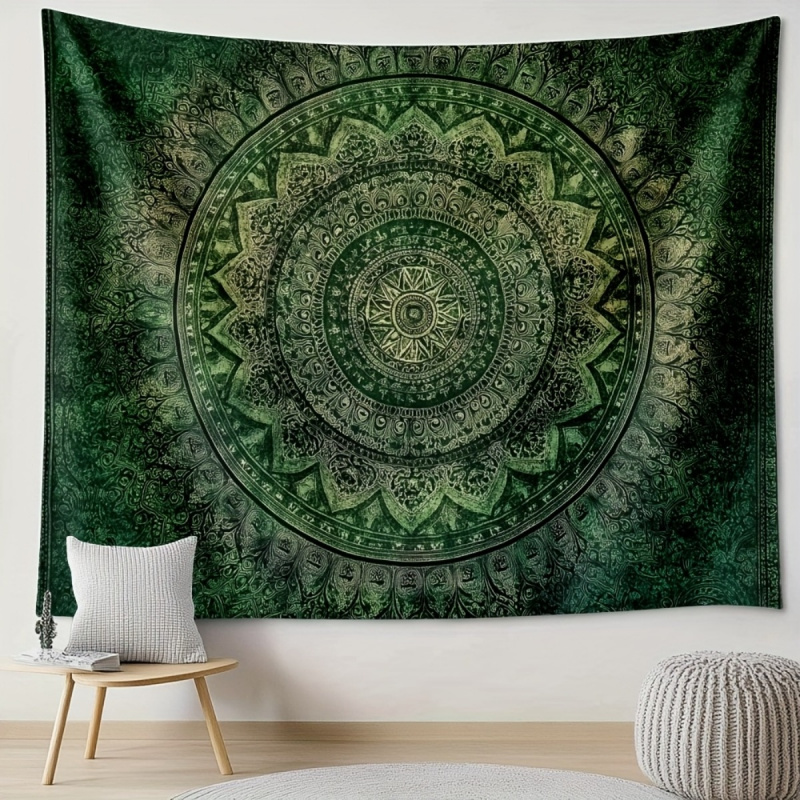 Wedding Sutra - Tapeçaria Floral Mandala Verde Boêmia VIKAMA,