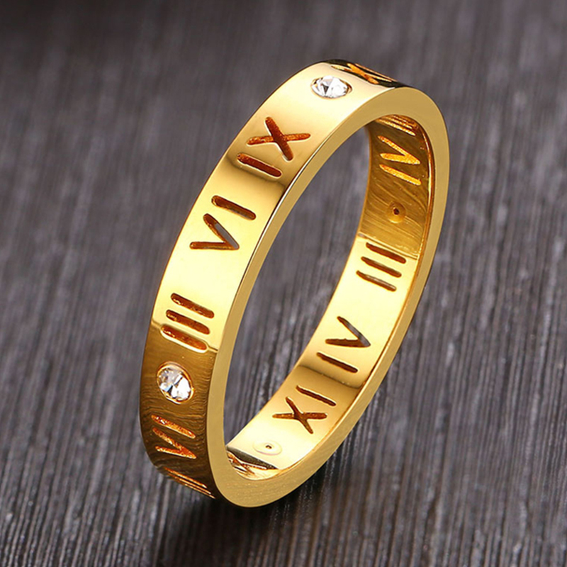 Wedding Z - Oco Numeral Romano Anel Aço Inoxidável