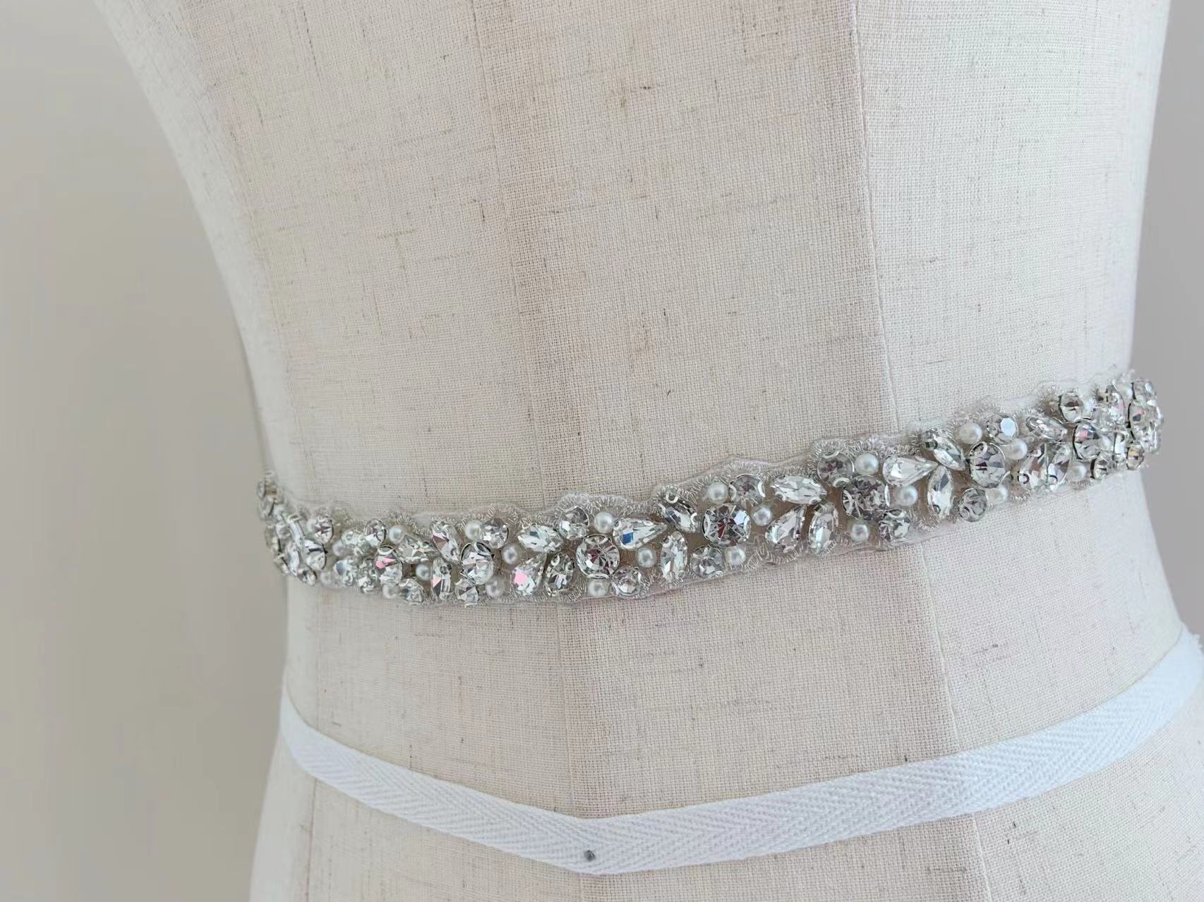 1 jarda/5 jardas prata cristal - Bridal Sash Ribbon avaliação e preço