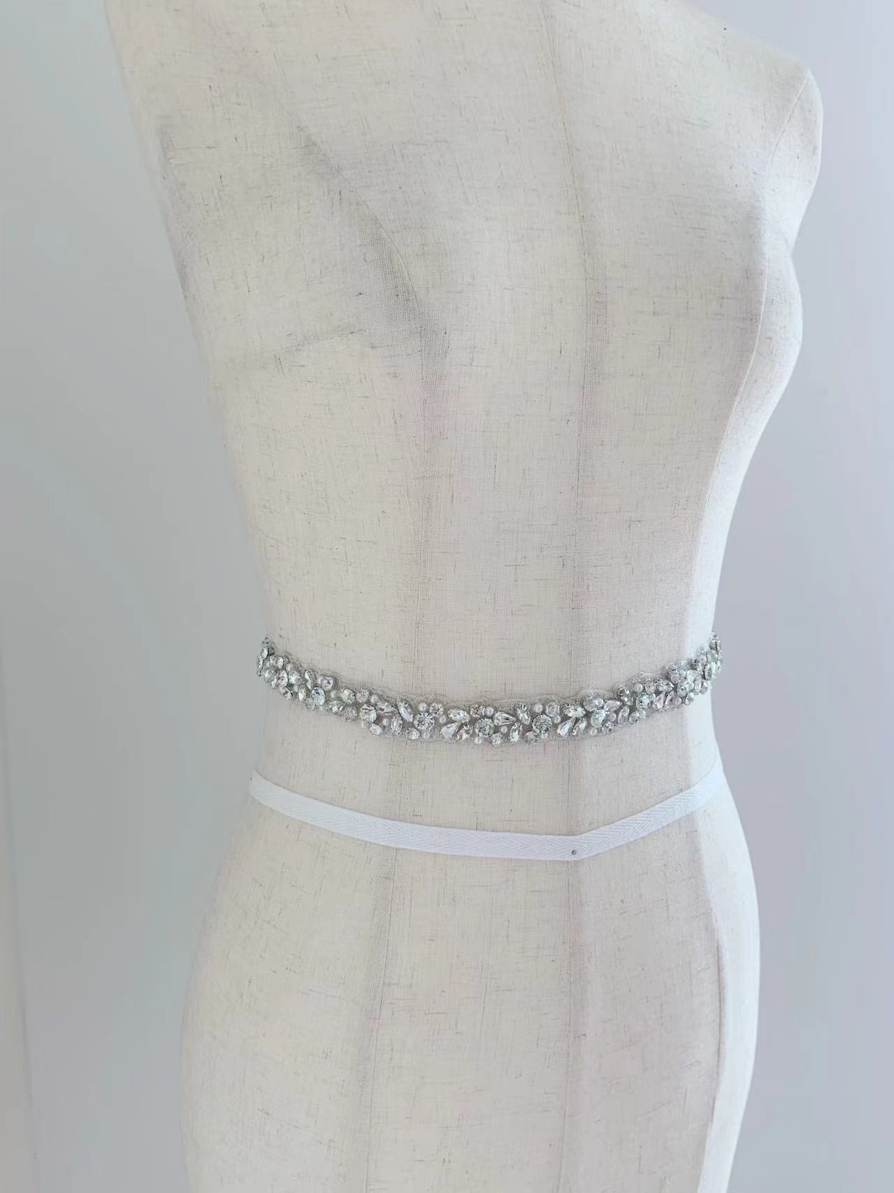 1 jarda/5 jardas prata cristal - Bridal Sash Ribbon avaliação e preço