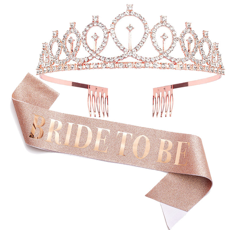 1 conjunto de ouro rosa noiva  - Bride Tribe Sash avaliação e preço